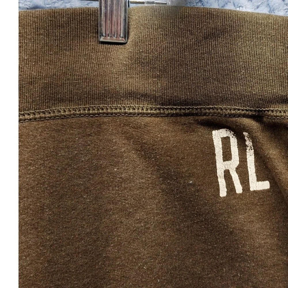 Polo Jeans Co Ralph Lauren Womens Large Olive Green Wide Leg Sweatpants RL Logo‎